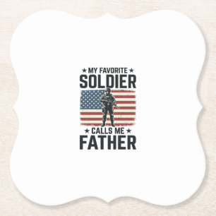 Patriotic Soldier Father Vintage Vector Shirt Desi Paper Coaster
