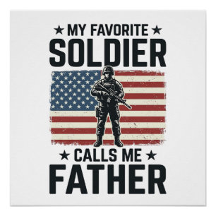 Patriotic Soldier Father Vintage Vector Shirt Desi Poster