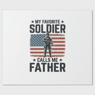 Patriotic Soldier Father Vintage Vector Shirt Desi Wrapping Paper