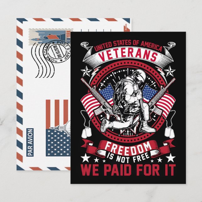 Patriotic Soldier Holding US Flag Postcard (Front/Back)
