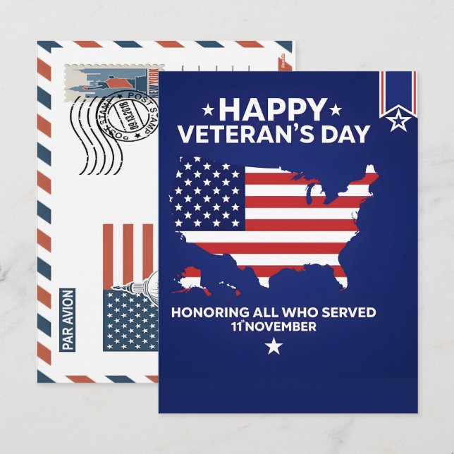 Patriotic Soldier Holding US Flag Postcard (Front/Back)