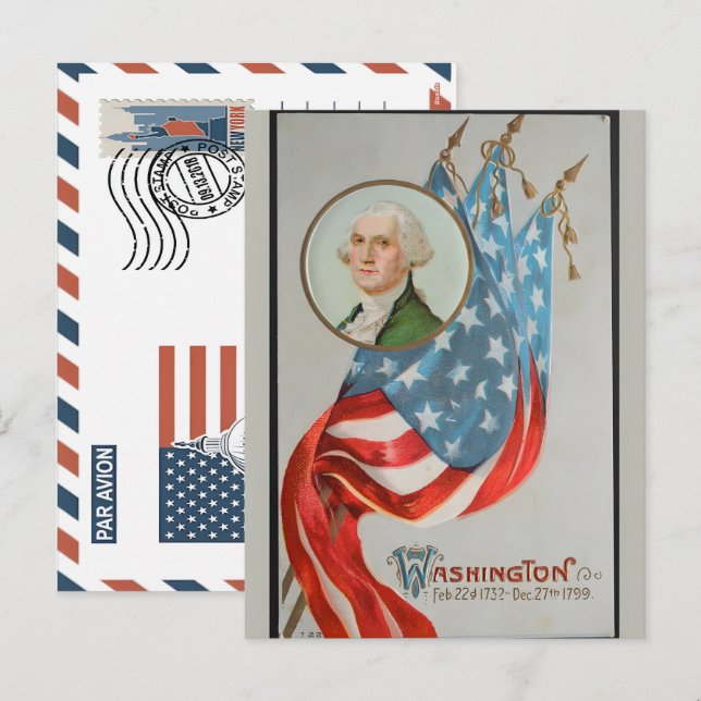 Patriotic Soldier Holding US Flag Postcard (Front/Back)