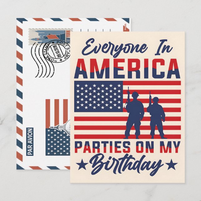 Patriotic Soldier Holding US Flag Postcard (Front/Back)