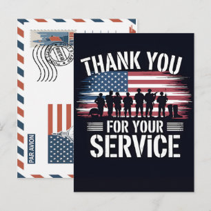 Patriotic Soldier Holding US Flag Postcard