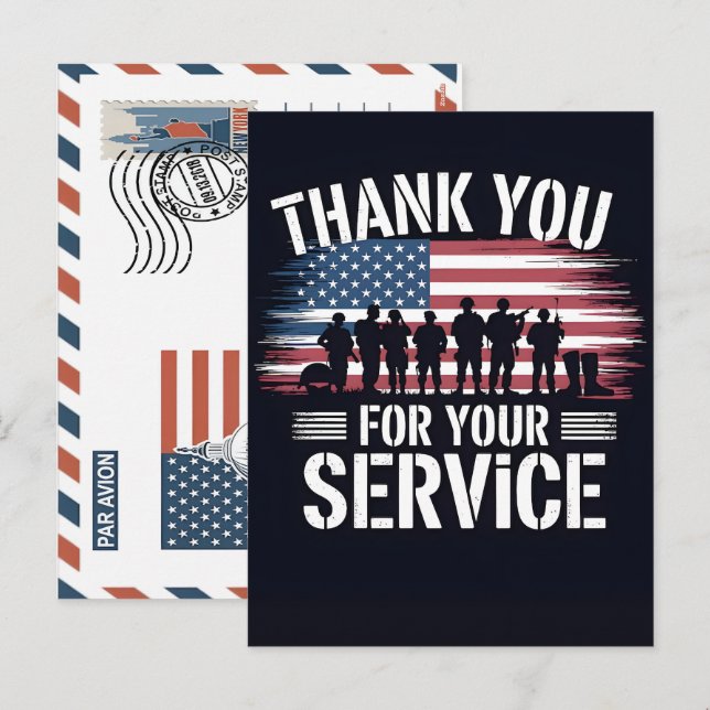Patriotic Soldier Holding US Flag Postcard (Front/Back)