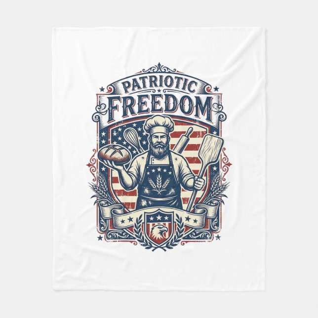 Patriotic Sourdough Baker Fleece Blanket (Front)
