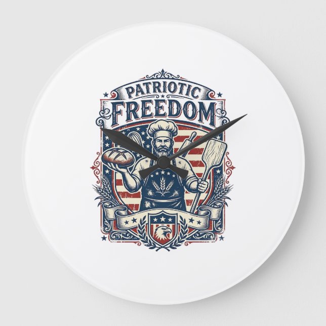 Patriotic Sourdough Baker Large Clock (Front)