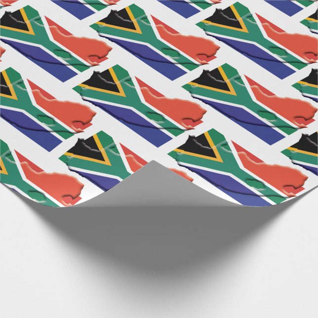 Patriotic SOUTH AFRICA Flag Map Wrapping Paper (Corner)