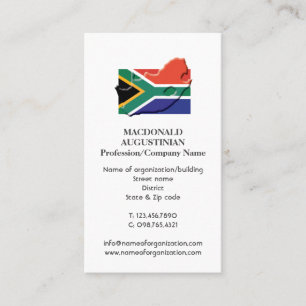 Patriotic SOUTH AFRICA FLAG Photo Business Card