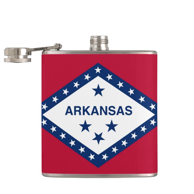Patriotic, special flask with Arkansas State flag (Opened)