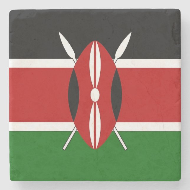 Patriotic special stone coaster with Flag of Kenya (Front)