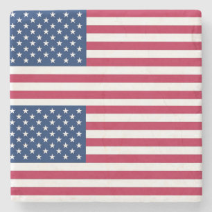 Patriotic, special stone coaster with Flag of USA
