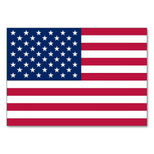 Patriotic, special table card with Flag of USA