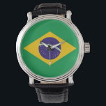 Patriotic, special watch with Flag of Brazil<br><div class="desc">Add a statement piece to your accessory collection with our exclusive hand watch featuring the flag of Brazil! Crafted with meticulous attention to detail, this hand watch is more than just a timepiece; it’s a celebration of Brazil’s vibrant culture and spirited identity. The striking design prominently displays the iconic Brazilian...</div>