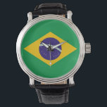 Patriotic, special watch with Flag of Brazil<br><div class="desc">Add a statement piece to your accessory collection with our exclusive hand watch featuring the flag of Brazil! Crafted with meticulous attention to detail, this hand watch is more than just a timepiece; it’s a celebration of Brazil’s vibrant culture and spirited identity. The striking design prominently displays the iconic Brazilian...</div>