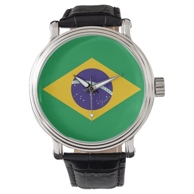 Patriotic, special watch with Flag of Brazil (Front)