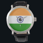 Patriotic, special watch with Flag of India<br><div class="desc">Embrace the spirit of India with our exquisite hand watch featuring the tricolor flag! This stylish timepiece proudly showcases the iconic design of the Indian flag. The watch strap and dial elegantly display the saffron, white, and green colours, with the Ashoka Chakra in navy blue centred on the white stripe....</div>