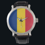 Patriotic, special watch with Flag of Romania<br><div class="desc">Add a touch of Romanian pride to your accessories with our exclusive hand watch featuring the flag of Romania! Crafted with meticulous attention to detail, this hand watch is more than just a timepiece; it’s a celebration of Romania’s heritage and cultural pride. The vibrant design prominently displays the iconic Romanian...</div>