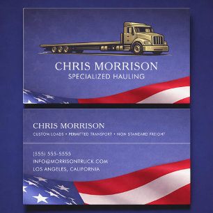 Patriotic Specialized Hauling Truck Business Card