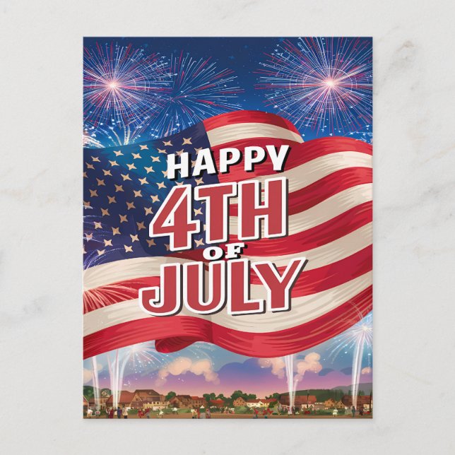 Patriotic Spectacle American Flag Waving Holiday Postcard (Front)