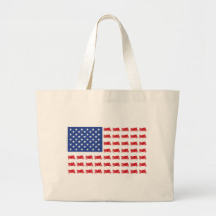 Patriotic Sport Bike Flag Large Tote Bag