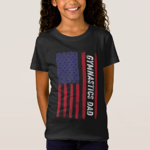 Patriotic Sports American USA Flag Gymnastics Dad  T-Shirt