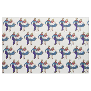 Patriotic Square Dancers USA red white & blue Fabric