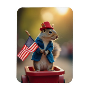 Patriotic Squirrel Magnet