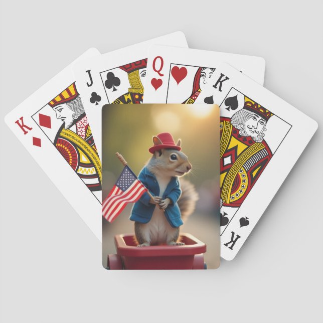 Patriotic Squirrel Playing Cards (Back)