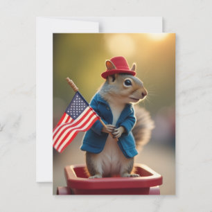 Patriotic Squirrel Postcard