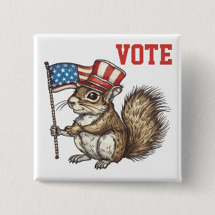 Patriotic Squirrel Vote 15 Cm Square Badge
