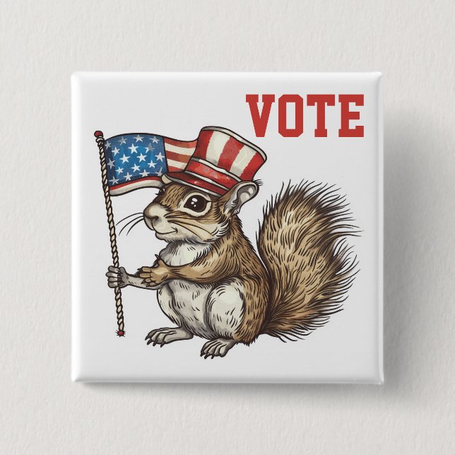Patriotic Squirrel Vote  15 Cm Square Badge (Front)