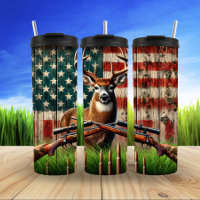 Patriotic Stag in Rustic Wilderness