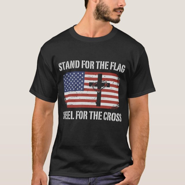Patriotic Stand For The Flag Kneel For The Cross T-Shirt (Front)