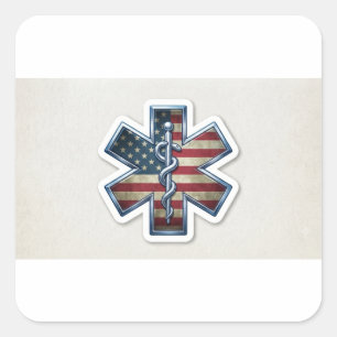 Patriotic Star of Life Square Sticker