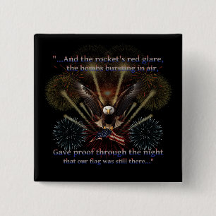 Patriotic Star-Spangled Banner Quote America  15 Cm Square Badge