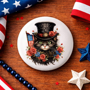 Patriotic Star Spangled Cat 3 Cm Round Badge