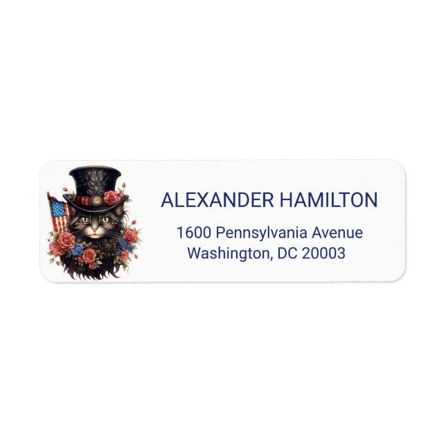 Patriotic Star Spangled Cat Return Address (Front)