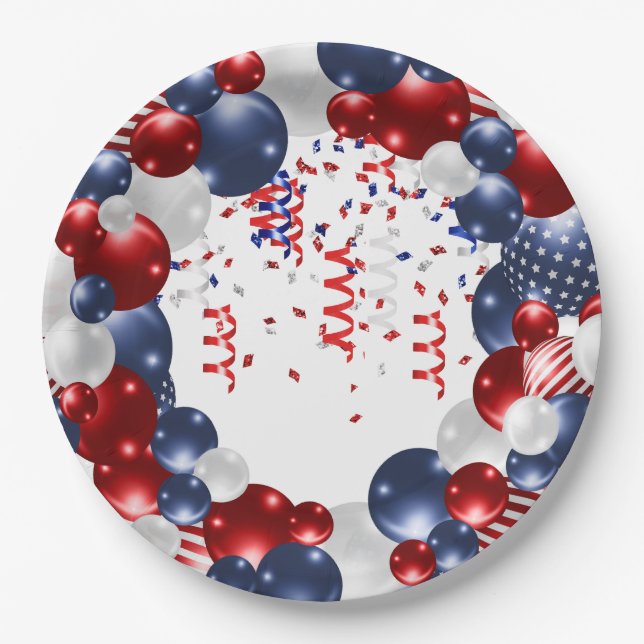 Patriotic Star Spangled Celebration Arch Paper Plate (Front)