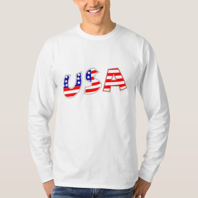 Patriotic Star Spangled USA Long Sleeve Tee (Front)