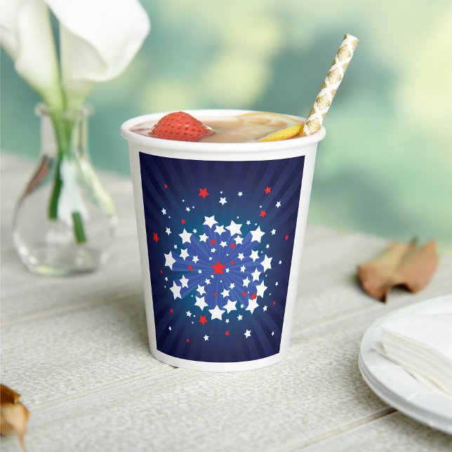 Patriotic Starburst Red White and Blue USA  Paper Cups (Creator Uploaded)