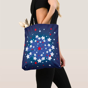 Patriotic Starburst Red White and Blue USA Tote Bag