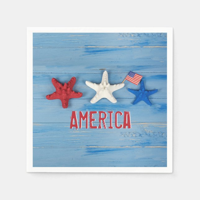 Patriotic Starfish Napkin (Front)