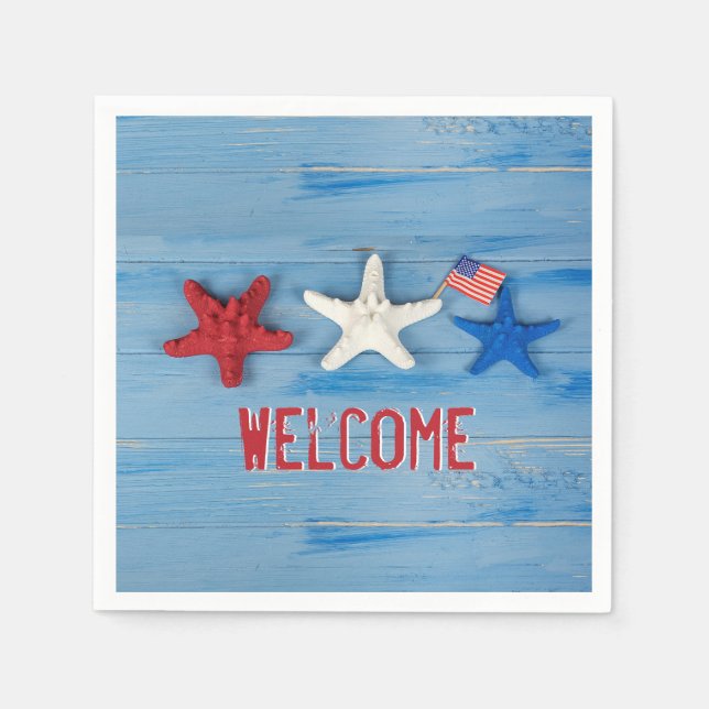Patriotic Starfish Napkin (Front)