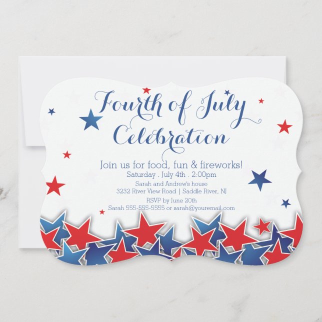 Patriotic Stars 4th of July Party Invitation (Front)