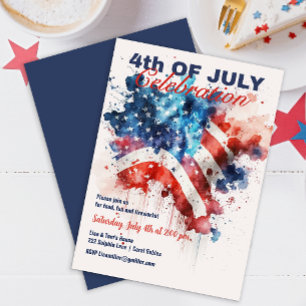 Patriotic Stars and Stripes 4th July Celebration Invitation