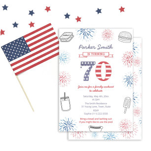 Patriotic Stars And Stripes 70th Birthday Party Invitation