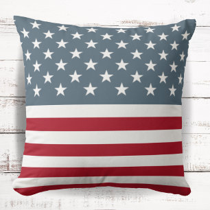 Patriotic Stars and Stripes American Flag Cushion