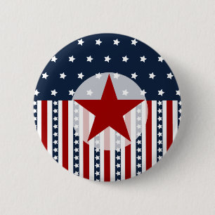 Patriotic Stars and Stripes American Flag Design 6 Cm Round Badge