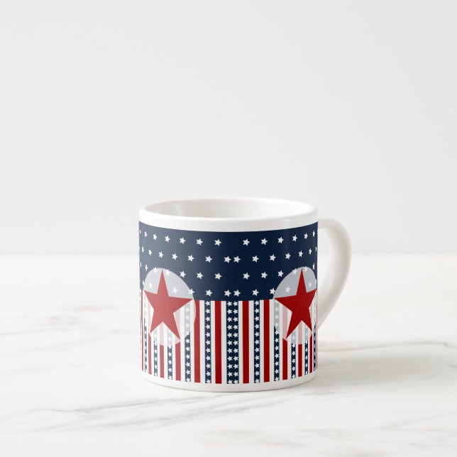 Patriotic Stars and Stripes American Flag Design Espresso Cup (Front Right)